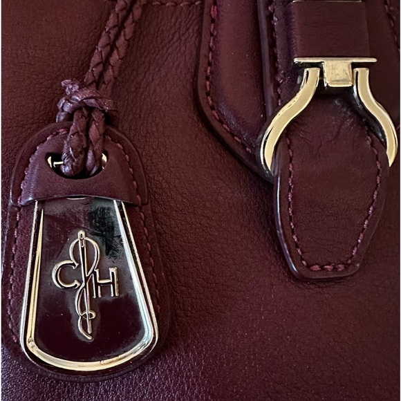 Cole Haan Large Burgundy Soft Leather East West Shoulder Tote Satchel Bag - Picture 7 of 9